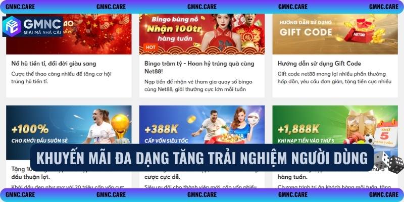 Khuyến mãi đa dạng tăng trải nghiệm người dùng