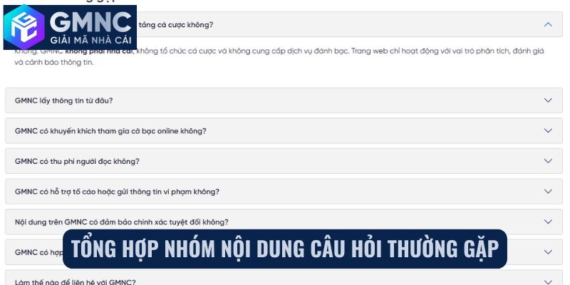 Tổng hợp nhóm nội dung câu hỏi thường gặp